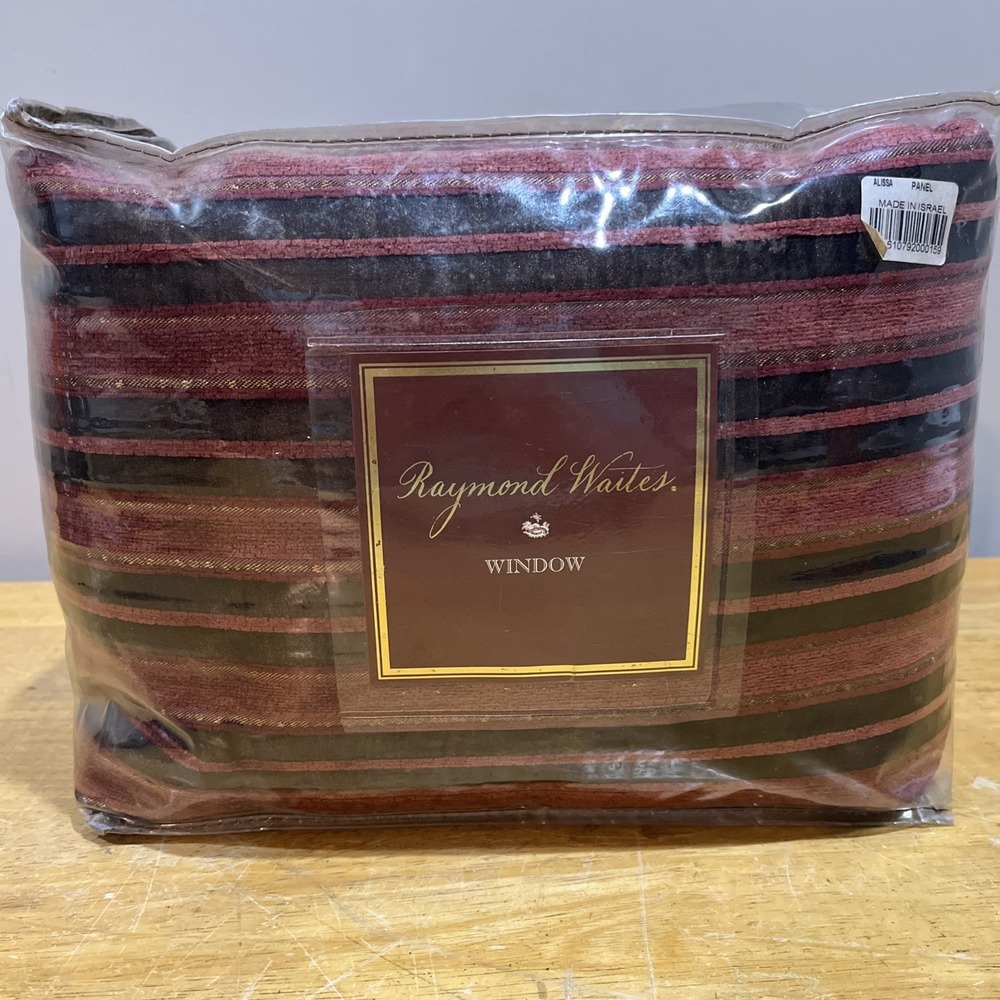 Raymond Waites One Pair‎ Drapery Panels Alissa Striped Copper Burgundy 43x84"